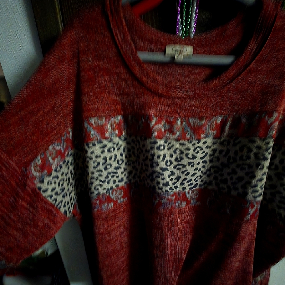 Red Leopard Print Sweater